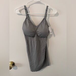 NWT Brlidi Nursing Tank Top Built In Bra Camisole Gray Size Large